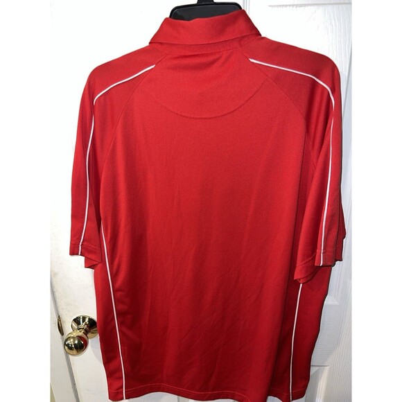 Masters Polo Shirt Mens Large Red Golf Performance Athletic Logo Vintage - Picture 6 of 7